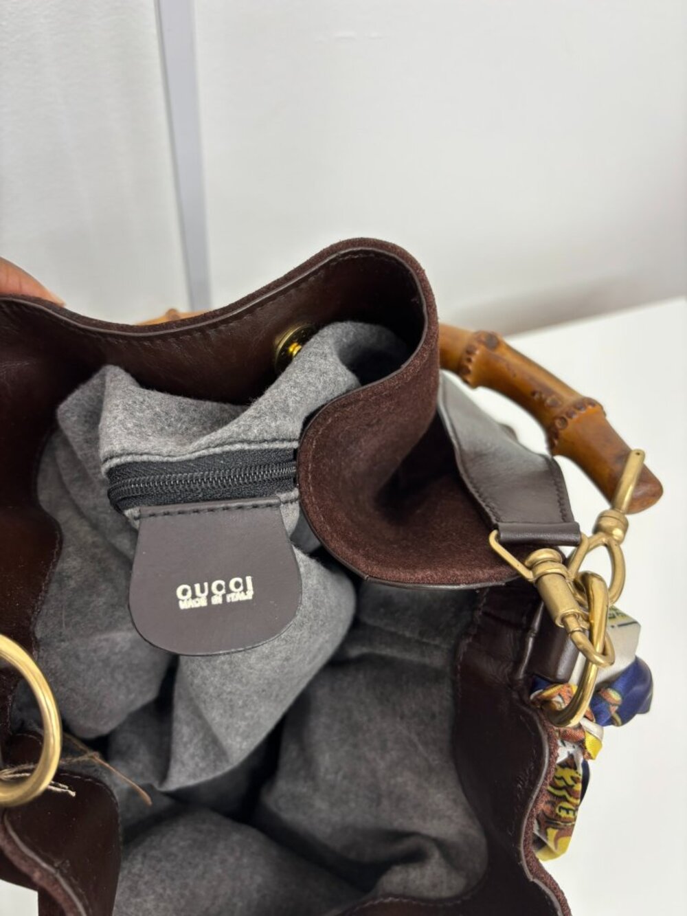 Vintage Gucci Diana Bamboo Suede Hobo Bag – Chocolate Brown - Picture 6 of 8